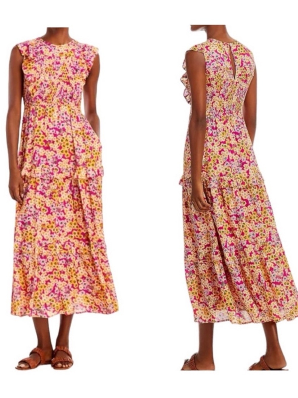 BANJANAN Iris Midi Monarch Fuschia Dress